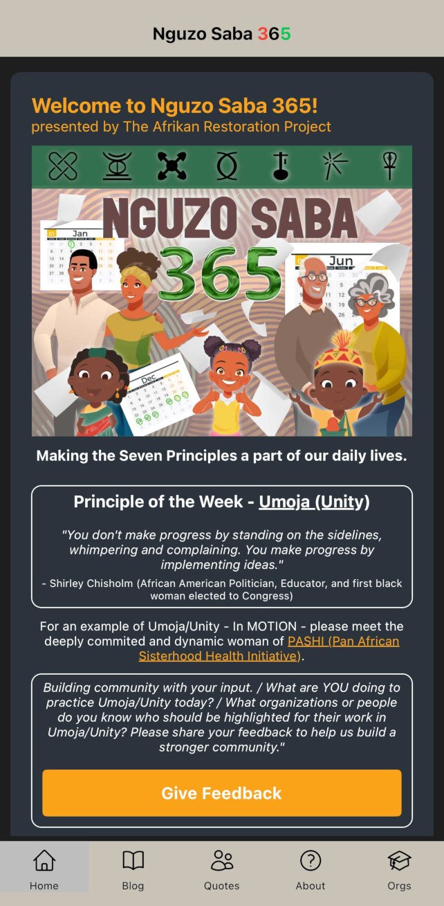 Nguzo Saba 365 mobile app screenshot